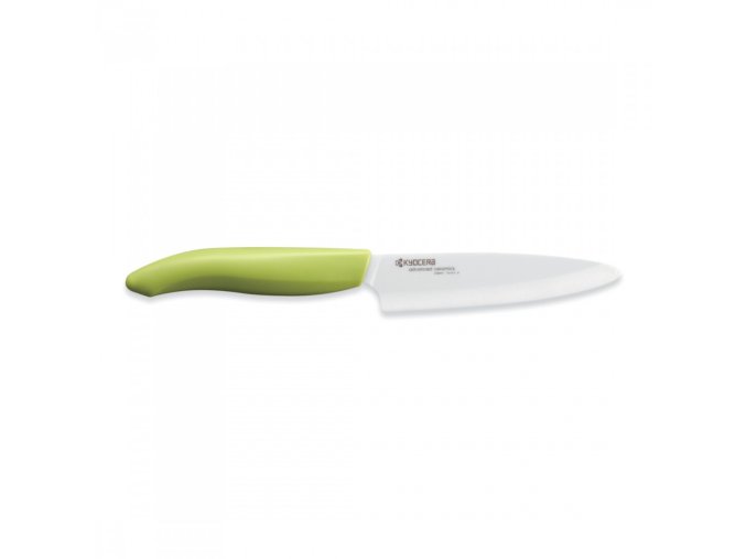 Keramický nůž Unity pro obecné použití s bílou čepelí, 11cm čepel, zelená plastová rukojeť