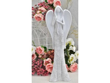 Anděl bílý květované šaty 50 cm