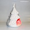 Keramický svícen děrovaný stromek bílý