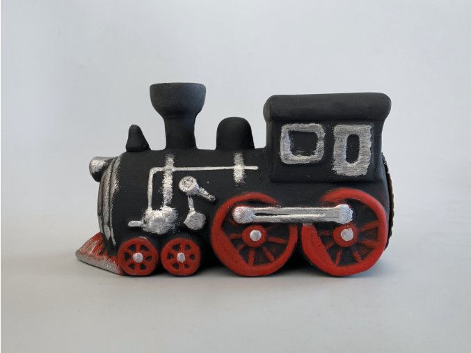 keramicka kasicka lokomotiva vlak masinka cerna darek pro kluky a pro muze