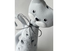 keramická kočka soška na svíčku dekorace svícen šedá mramorová