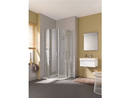 Cada XS čtvrtkruhový sprchový kout, 80x200 cm, stříbrná vysoký lesk, čiré sklo, kyvné dveře s pevnými poli