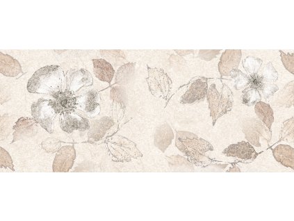 Estela Beige DC Flower, dekorativní obklad, béžový, matný, 25x60