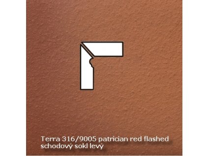 Keraplatte Terra 316/9005 patrician red flashed schodový sokl 