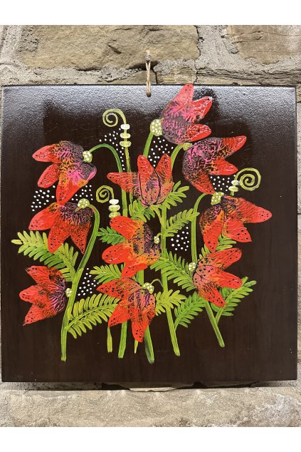 Dlaždice - červené květy