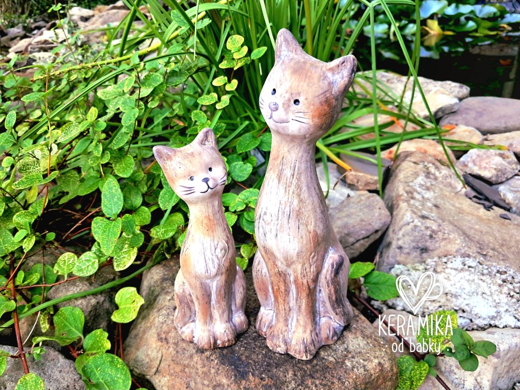 Keramická kočka, imitace dřeva