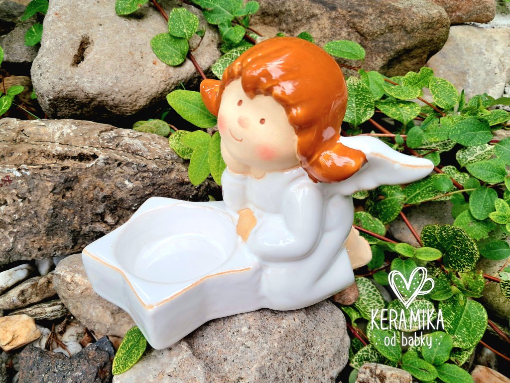 Keramický andílek na svíčku