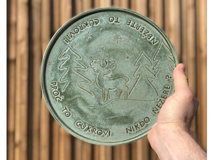 Talíř na cukroví - vánoční zelená - Ø 24,5cm II.jakost