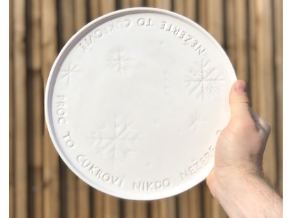 Talíř na cukroví - bílý s vločkami - Ø25cm II. jakost