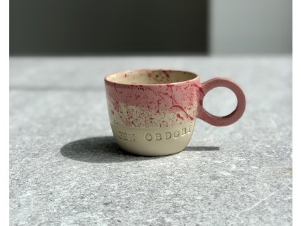 Hrnek s kulatým uchem - jen období - 120-140ml růžovo červený