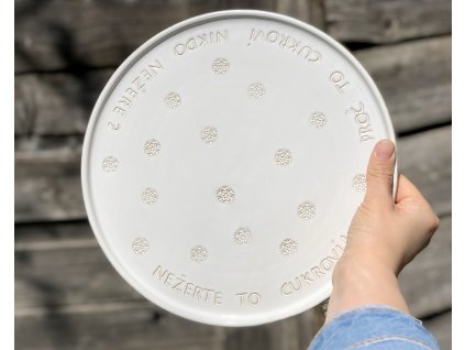 Talíř na cukroví - bílý s vločkami - Ø26cm