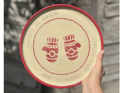 Talíř na cukroví - červené rukavičky - Ø26-27cm