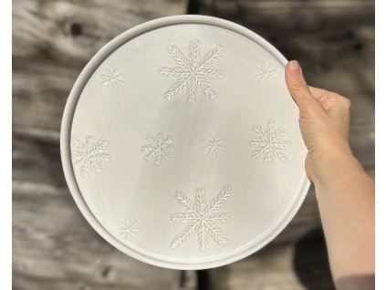 Vánoční talíř - BEZ NÁPISU s vločkami - Ø27cm
