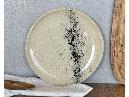 Talíř mělký modelovaný - Ø22cm cákaný černý