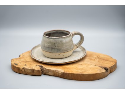 Hrnek na čaj Metal Gray s talířkem