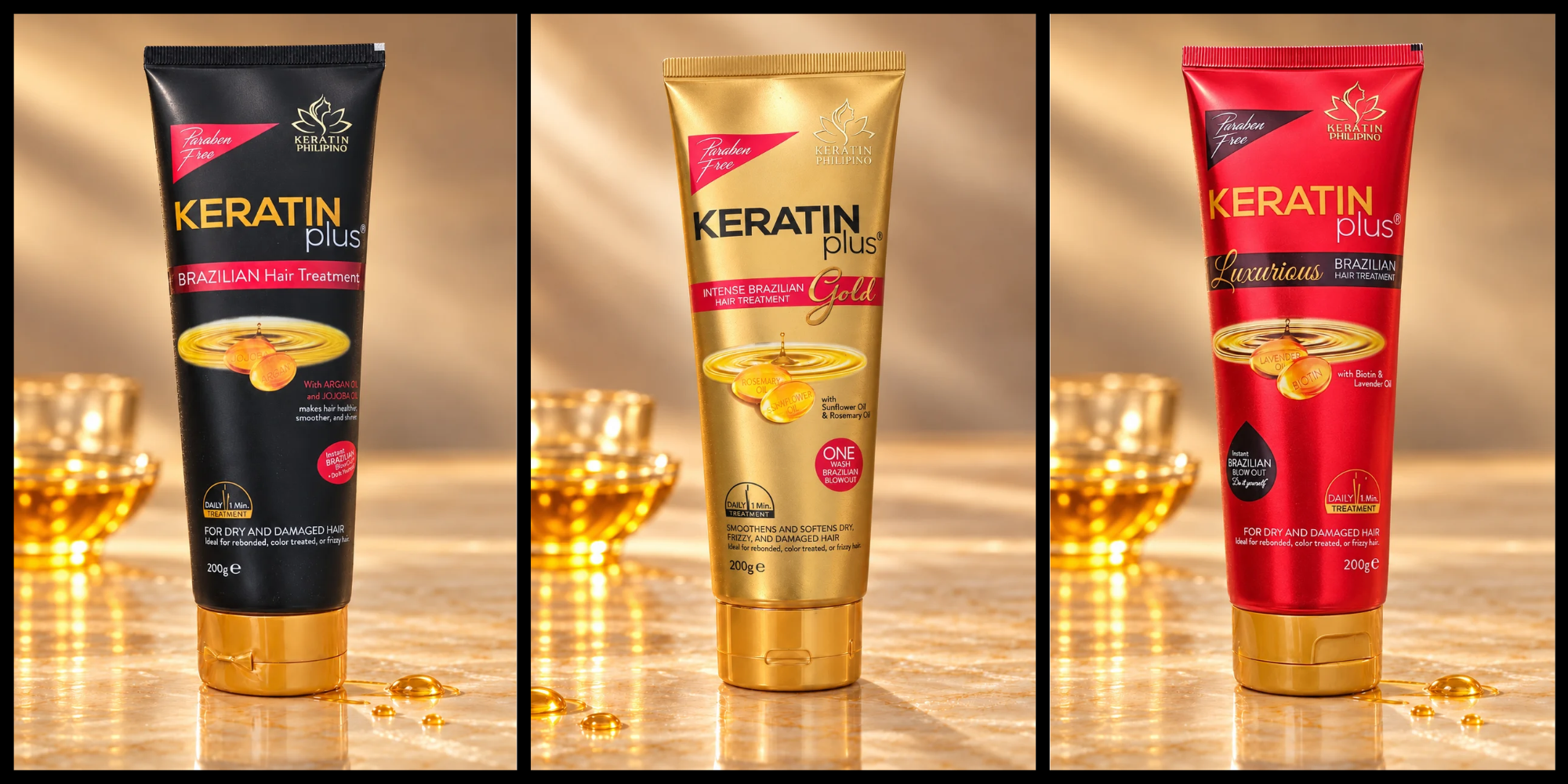 Keratínové kúry Keratin Philipino Black, Gold a Luxurious