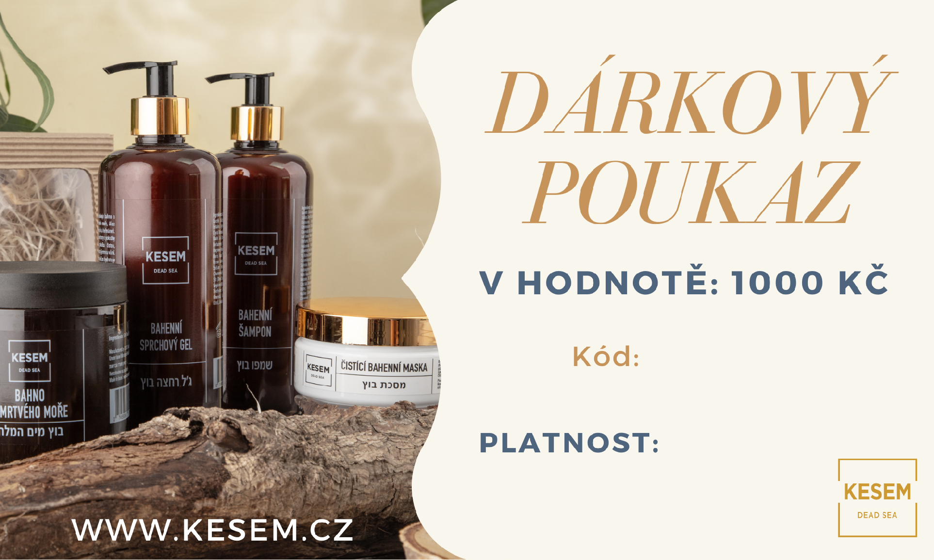 Dárkový poukaz 1000 Kč - www.kesem.cz Typ tištěný / digitální: Digitální