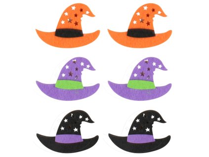 Čarodějnické klobouky z filcu na kolíčku 5,5 cm, 6 ks
