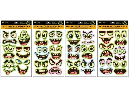 Samolepky obličeje svíticí ve tmě 19 x 30 cm