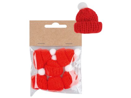 Dekorační čepice pletená o 3 x 4,5 cm, 6 ks v sáčku - výběr barvy