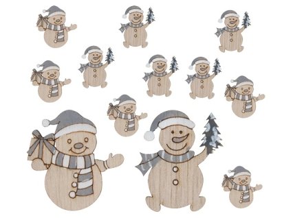 Sněhuláci s lepíkem 4 cm, 12 ks - výběr barvy