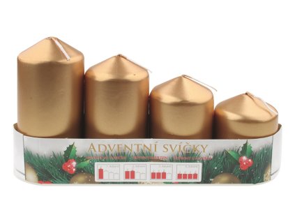 Adventní svíčky válcové lakované, postupka 50–105 × 60 mm, sada 4 ks - výběr barvy