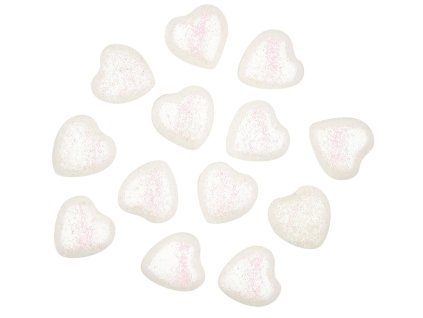 Srdíčka polystyrenová s glitry, 2 cm - 12 ks