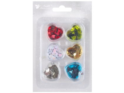 Flitry srdíčka 5 mm, 18 g - barevný mix