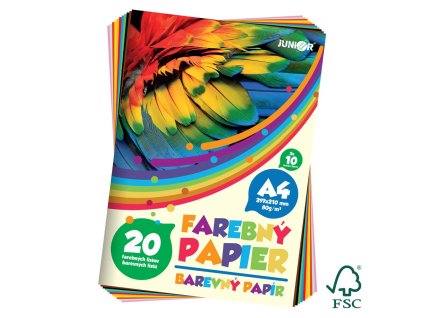 slozka barevneho papiru a4 80g 20 listu 10 barev
