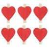 Srdce dřevěné červené na kolíčku 3 cm, 6 ks