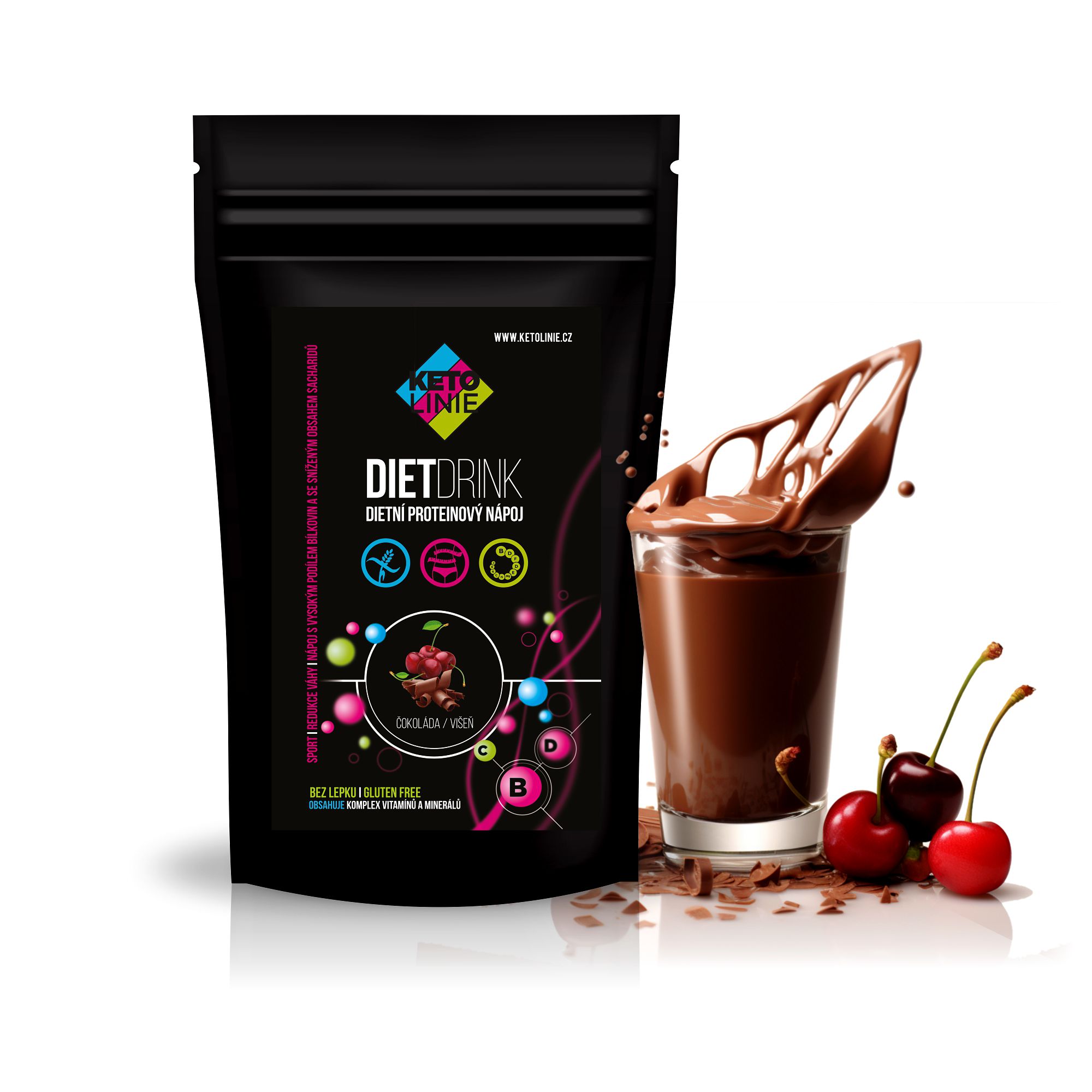 Ketolinie Proteinový nápoj s příchutí čokoláda s višní 1000 g  (33 porcí)