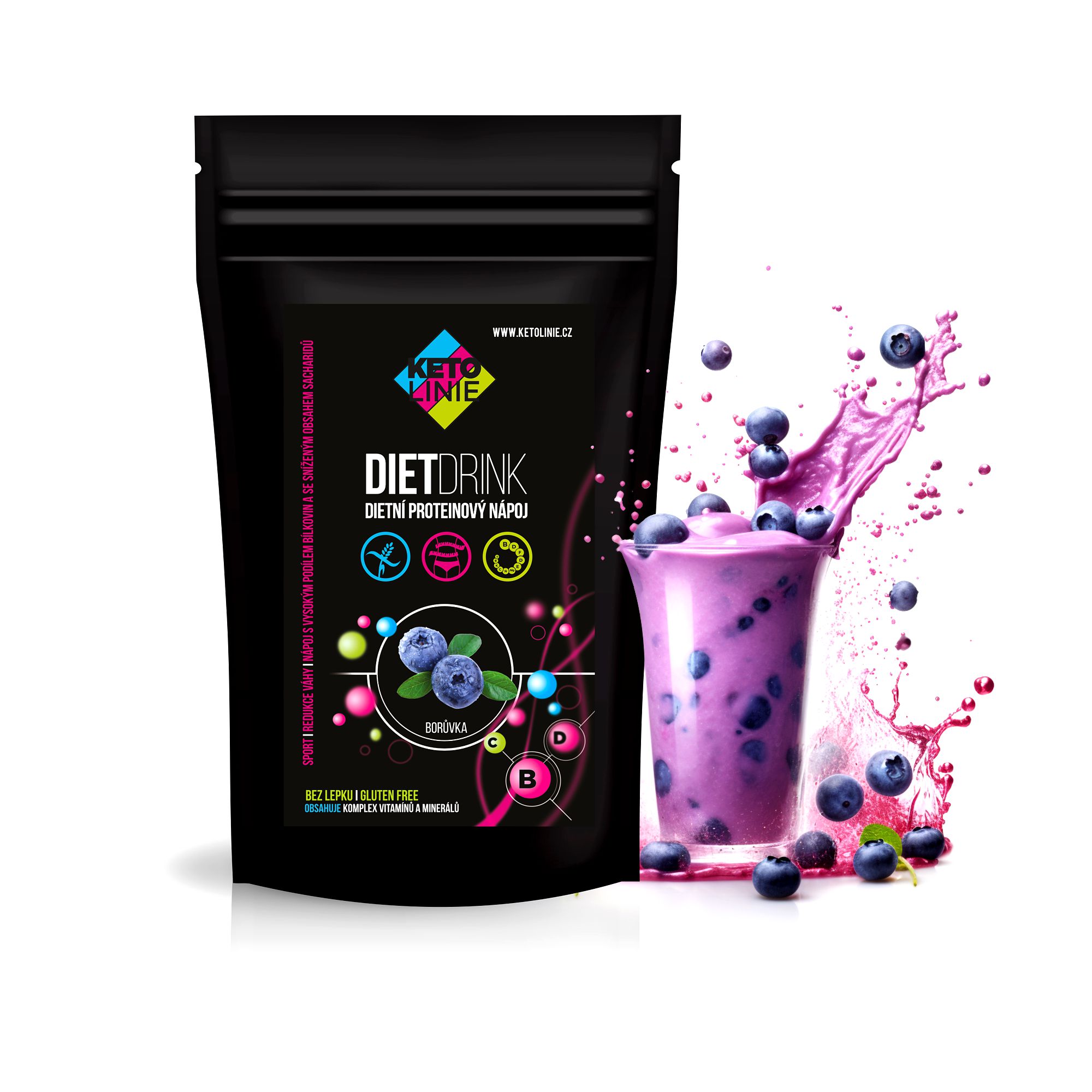 Ketolinie Proteinový nápoj s příchutí  borůvky 1000 g  (33 porcí)