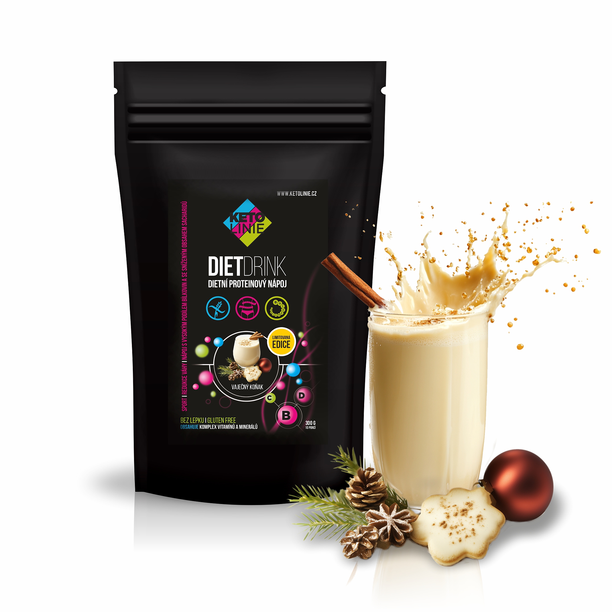 Ketolinie Proteinový nápoj s příchutí Vaječného likéru 1000 g (33 porcí)