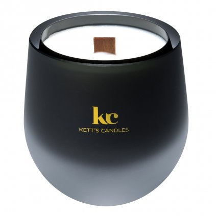 KETT'S CANDLES svíčka černá mat v českém skle s dřevěným knotem