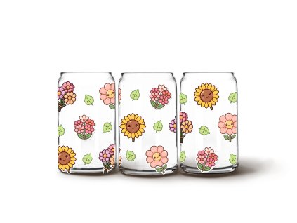Glass Can -  Flowers
