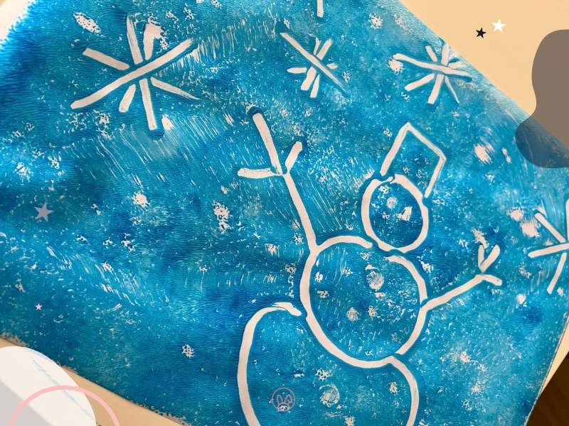 Zimné kreslenie s vatovými tyčinkami