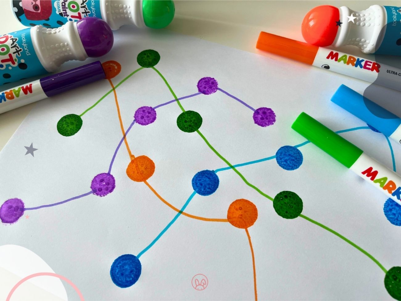 dot painting aktivita farby