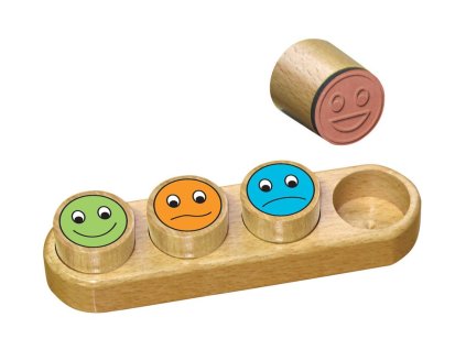 Drevené pečiatky Smajlíky 4 ks