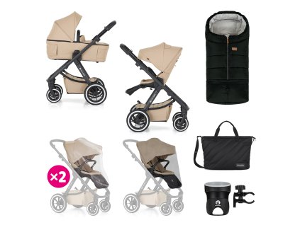 PETITE&MARS Kočík kombinovaný ICON 2v1 Mocha Beige XXL AIR