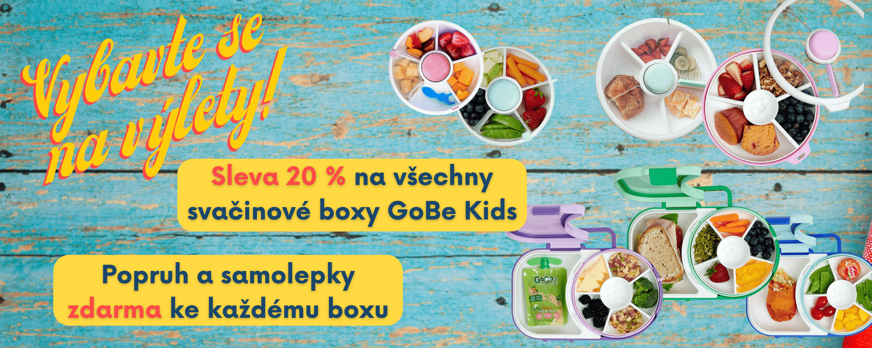 GoBe Kids sleva boxy 20 % popruhy samolepky zdarma