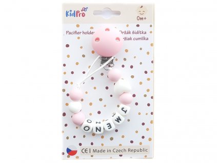 KidPro Klip na dudlík: jméno 3, růžový