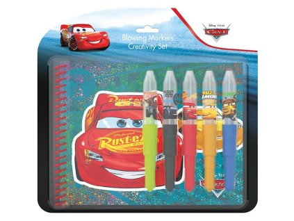 Set s foukacími fixy a notesem Auta