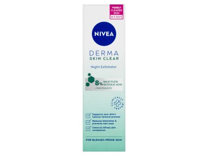 Nivea Derma Skin Clear Noční exfoliační pleťový peeling 40 ml