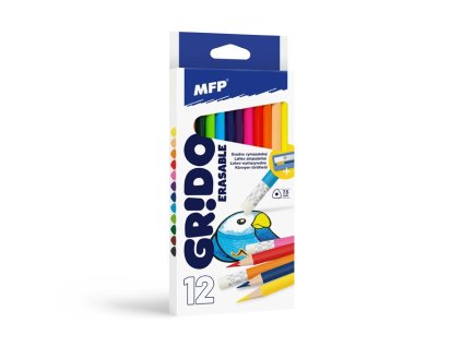 Pastelky MFP GRIDO 12 ks Gumovací triangular s ořezávátkem