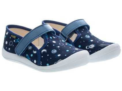 FARE KLASIK Dětské papuče na suchý zip modré 4110401