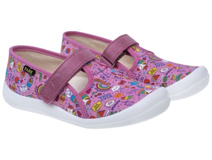 FARE KLASIK Dětské papuče na suchý zip růžové 4110452