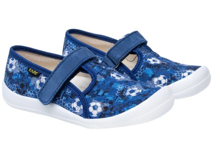 FARE KLASIK Dětské papuče na suchý zip modré 4110402