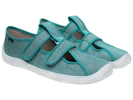 FARE BARE dětské papuče na suchý zip tyrkysové 5302432