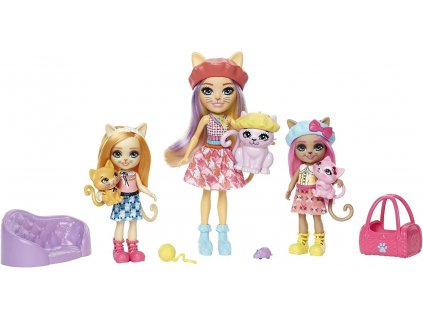 mattel enchantimals city tails carmel cat rodinny set siamske kocky hhc11