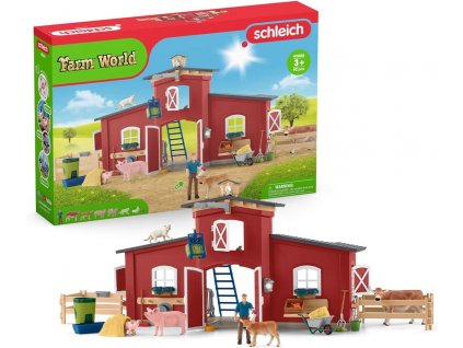 schleich 42606 velka stodola se zviraty a prislusenstvim